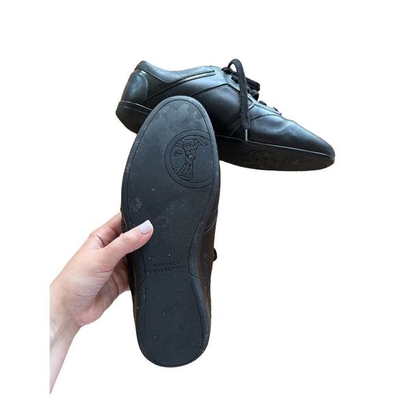 Versace Collection Mens Black Leather Lace Up Running Sneakers Size 42 - Picture 8 of 8